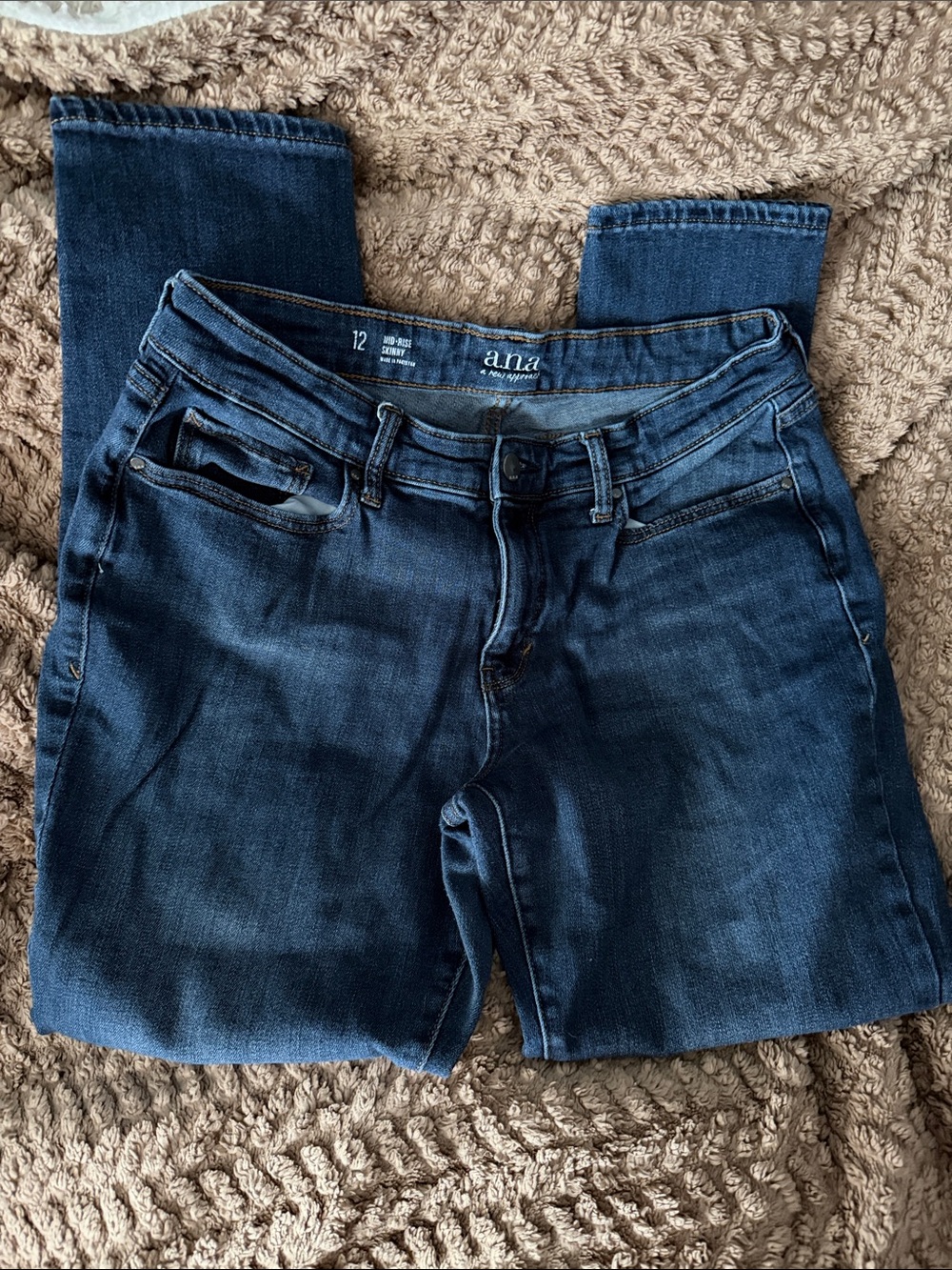 a.n.a Dark Blue Skinny Jeans - Stretch Slim Leg Size 12